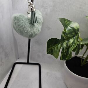 Heart-Shaped Plush Keychain with Tassel